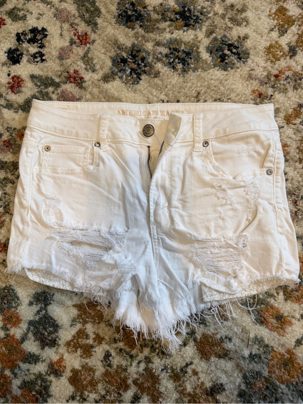 American Eagle Outfitters White Distressed Cutoff Jean Shorts